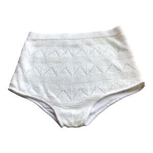 POL High Waist Jacquard Weave White Bloomer Underwear Women's Size Medium